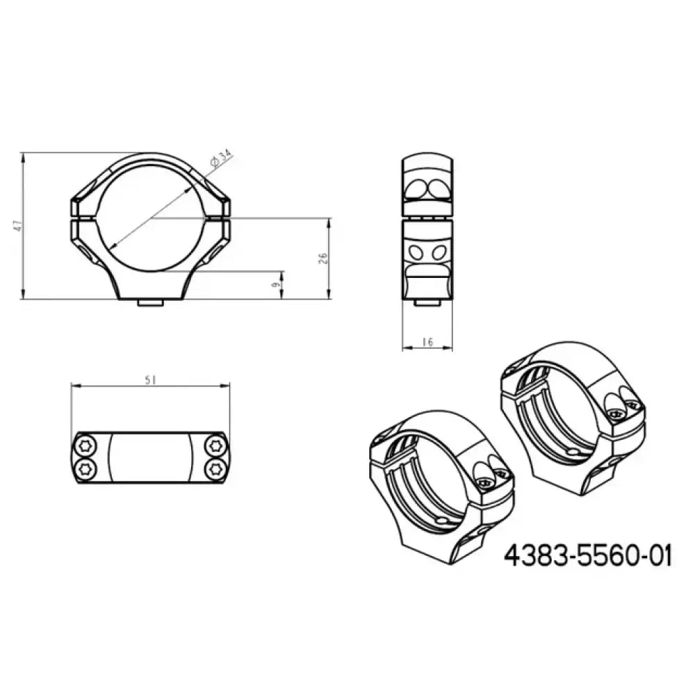 34mm scope rings | short Blaser base - High