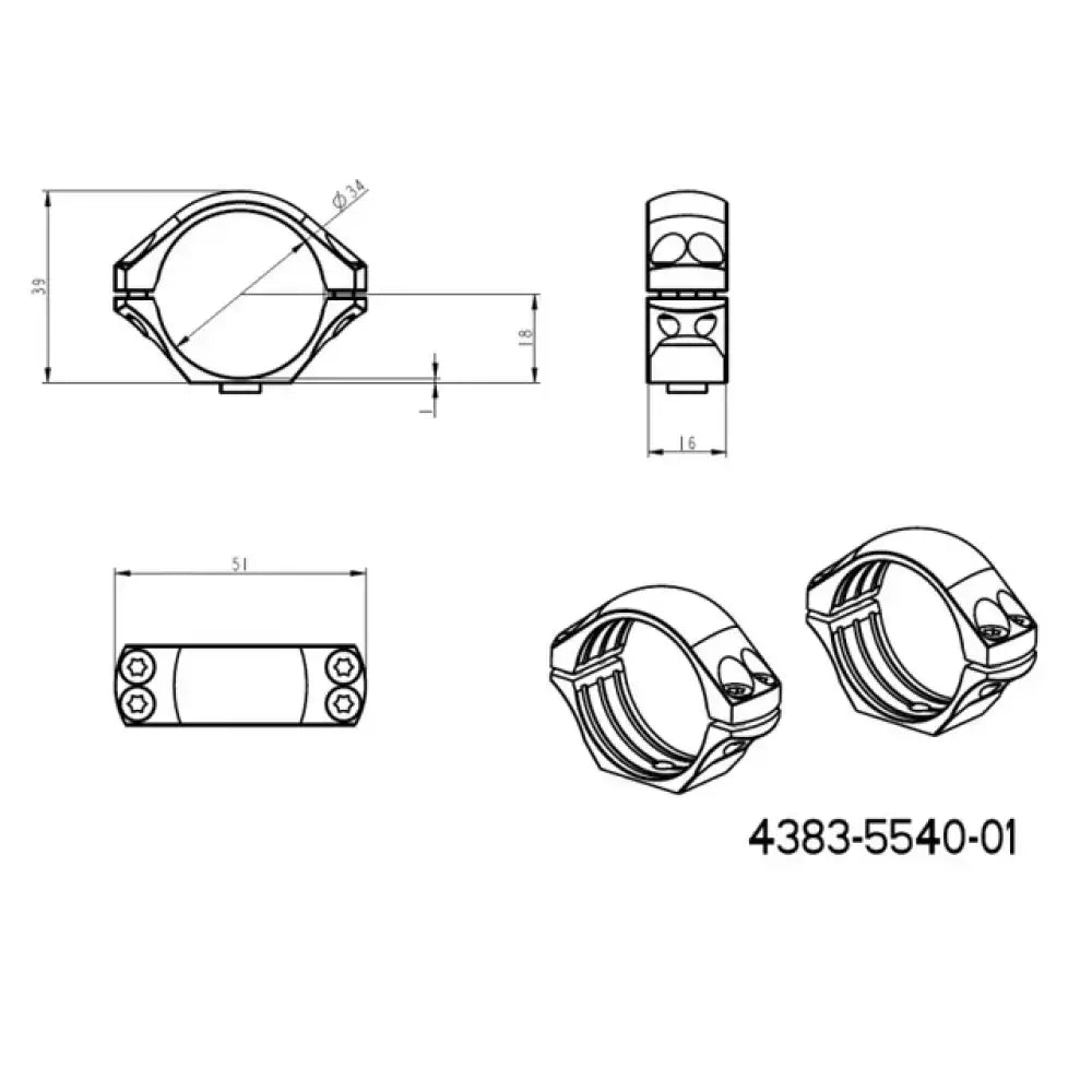 34mm scope rings | short Blaser base - Low