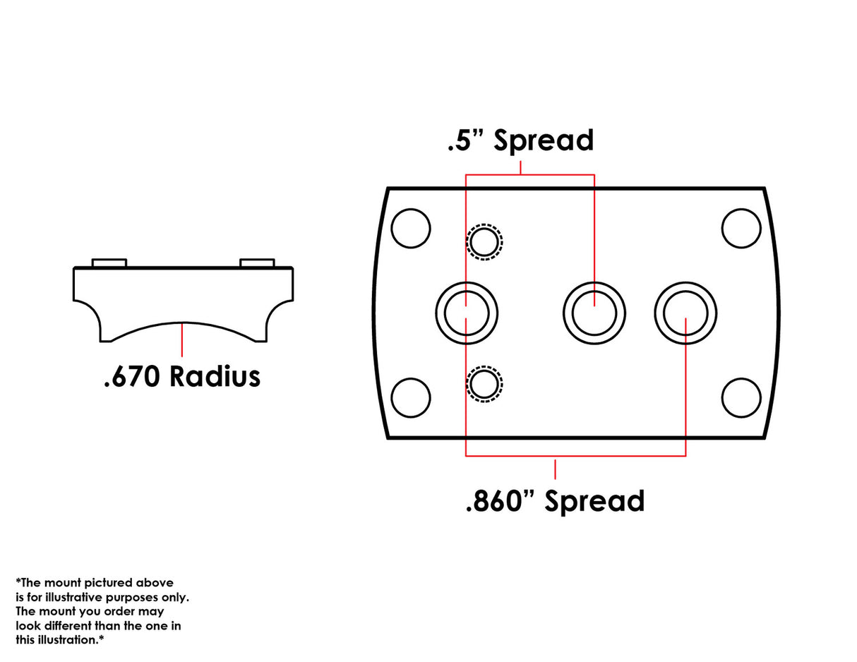 Universal shotgun / rifle [.670" Radius] red dot mount | type S