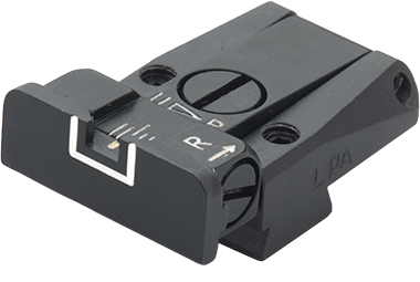 Tanfoglio Limited, EAA Witness, IWI Jericho, Springfield P9 fully adjustable rear sight [old dovetail 9.5 mm] | with white lines