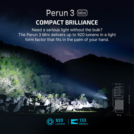 Olight Perun 3 Mini | rechargeable headlamp | 1 250 lm